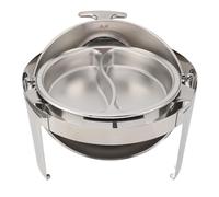 ERYUE Chafing Dish Buffet Set 300W avec Couvercle de Visualisation 6L Rond Traiteur Servir Chafer 2 Modes Température Constante Chauffe-plats Prise Ue 220-240V (Poêle à 2 compartiments)