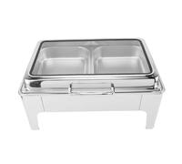 ERYUE Chafing Dish Inox Buffet Chafer 9L Buffet Restauration Chauffe-plats Alcool Chauffage Rectangulaire Prise Ue 220-240V (2 compartiments)