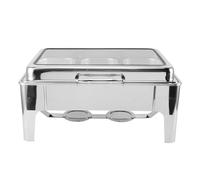 ERYUE Chafing Dish Inox Buffet Chafer 9L Buffet Restauration Chauffe-plats Alcool Chauffage Rectangulaire Prise Ue 220-240V (3 compartiments)