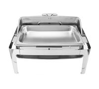 ERYUE Chafing Dish Inox Buffet Chafer 9L Buffet Restauration Chauffe-plats Couvercle en Verre Transparent Alcool Chauffage Rectangulaire (Argent)