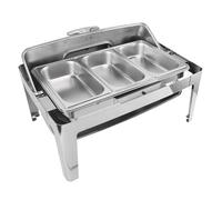 ERYUE Chafing Dish Inox Buffet Chafer 9L Buffet Restauration Chauffe-plats Couvercle en Verre Transparent Alcool Chauffage Rectangulaire (Argent)