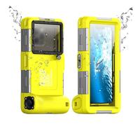 ERYUE Coque de Téléphone étanche de Plongée pour 15M, étui Protection Professionnel pour Plongée en Apnée sous-Marine Photo Vidéo, TPE + PC + Verre, Noir (Jaune et Noir)