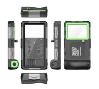 ERYUE Coque de Téléphone étanche de Plongée pour 15M, étui Protection Professionnel pour Plongée en Apnée sous-Marine Photo Vidéo, TPE + PC + Verre, Noir (Vert)