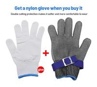 ERYUE de Coupe en Maille Métallique en Acier Inoxydable, pour Couper la Viande, Tronçonneuse, 5 Niveaux de Résistance aux Coupures, pour la Cuisine Boucher, 1 Paire (L)