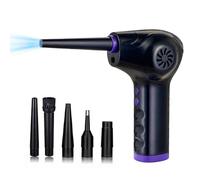 ERYUE Dépoussiéreur d'air électrique Puissant, 60000 TR/Min, pour la Maison, PC, sans Fil, 5 Buses, Rechargeable, Nettoyage Intérieur de Voiture (Violette #-2)