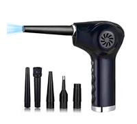 ERYUE Dépoussiéreur d'air électrique Puissant, 60000 TR/Min, pour la Maison, PC, sans Fil, 5 Buses, Rechargeable, Nettoyage Intérieur de Voiture (Noir #-1)