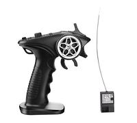 ERYUE Émetteur Radio Numérique 2,4 GHz avec Récepteur 4CH pour Une Réponse Rapide, Amateurs de Bateaux et de Voitures RC, Matériau ABS Noir (#-1)