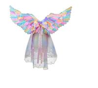 ERYUE Ensemble de Costumes d'halloween Unique Aile de Plume Diable Ange Cosplay Accessoire pour Enfants Fête d'halloween Costume Multicolore pour 100-150 Cm Matériel: Aile Plume + Tissu en Maille