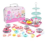 ERYUE Ensemble de Fête de thé Sirène Exquise 46 Pièces pour Petites Filles thé L'après-midi Jouets Simulation Enfants Filles Boîte Rangement Portable Série Sirène (-3)