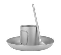 ERYUE Ensemble D'ustensiles en Titane, Design Pliable, pour le Camping, Tasse, Assiette, Spork, Aventures en Plein Air