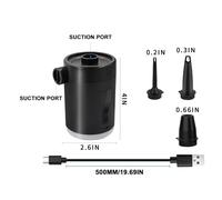 ERYUE Gonfleur/dégonfleur de Pompe à Compresseur d'air électrique Polyvalent pour Les Aventures en Plein Air - Pompe à Air Rechargeable pour Matelas Pneumatique, Bouées et Gonflables (Noir)
