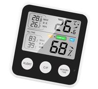 ERYUE Hygromètre Magnétique de Haute Précision, Affichage LCD, Température Minimale Maximale, humidité, Rappel de Confort pour la Maison, le Bureau, la Chambre à Coucher, L'étude, Noir (Noir)