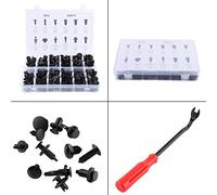 ERYUE Jeu de Clips de Fixation en Plastique Noir Durable, avec Boîte Facile à Lire, Outils Retrait en Toute sécurité pour Garniture Porte Automobile, 240 Pièces