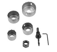 ERYUE Jeu de Forets de Scie Cloche, Outil Coupe en Acier à Haute Teneur en Carbone pour le Travail du Bois, Lame Tranchante Durable pour L'installation Serrures et Boutons, 4 Pièces/1 Tige/1 Clé/