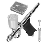 ERYUE Kit D'aérographe Double Action, Buse 0,3/0,5 Mm pour Peinture, Maquillage, Nail Art, Décoration de Gâteaux, Kit D'aérographe avec Tasse de Fluides 15 CC pour Artistes, Métal (Multicolore #-2)