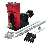 ERYUE Kit de Gabarit de Trou Poche, Système Localisation Trou incliné Réglable et Durable pour le Travail du Bois avec un Kit D'accessoires Complet pour un Usage Professionnel et Domestique (Rouge