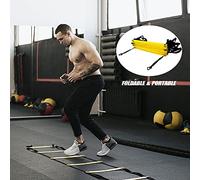 ERYUE Kit D'entraînement d'agilité de Vitesse avec Cônes D'échelle de 6 M pour Football, Basket-Ball, Baseball, Parachute Résistance pour Renforcer la Force Physique, Jaune Noir