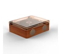 ERYUE Lecteur CD Rétro en Bois, Haut-Parleur, Lecteur de Musique Multifonctionnel avec Télécommande, Lecture USB, Prise Casque pour la Maison, Le Bureau et Les Voyages (Brun)