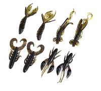 ERYUE Leurres de Pêche en Silicone de Haute qualité, Matériel Crevette à Ver Souple pour Les Pêcheurs 25 Pièces 3 Couleurs Marron/Vert Foncé/Orange pour Les Amateurs Pêche (Café)