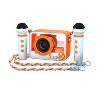 ERYUE Mini Machine de karaoké avec 2 Microphones sans Fil, Haut-Parleur BT et Ensemble de Micros, Système Portable, qualité Sonore Riche pour Performances Mémorables (Double Microphone)