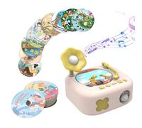 ERYUE Phonographe pour Enfants avec 60 Cartes d'apprentissage Lecteur de Musique Toddle Story pour L'éducation de la Petite Enfance Jouet Cadeau Enfants 3 à 6 Ans ABS Bleu/Rose 12x11x4 Cm (Rose,)