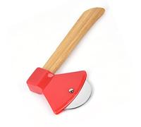 ERYUE Pizza Couteau à Hache Ergonomique pour Trancher Rapidement la Pizza, Couvercle en PP Sûr pour un Usage Domestique, Manche en Bambou, Acier 430, 8,3x3,9x3,1 Pouces (Rouge)