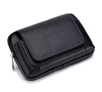 ERYUE Pochette de Ceinture en Cuir avec Fermeture éclair, Sac de Ceinture Avant pour Cartes Crédit, Argent Liquide, Fils Voyage, Noir 120g (09)