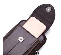 ERYUE Pochette de Ceinture en Cuir avec Fermeture éclair, Sac de Ceinture Avant pour Cartes Crédit, Argent Liquide, Fils Voyage, Noir 120g (07)