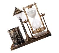 ERYUE Porte-stylo Vintage Innovant, Lumière de Couleur Blanche, Sablier, Lampadaire, Porte-stylo pour le Bureau (Or)