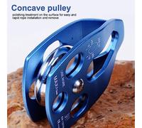 ERYUE Poulie Simple D'escalade de Sauvetage 32KN avec Plaque Pivotante pour le Sauvetage en Montagne, le Travail en Tour, Poulie à Roulement à Billes Noire (Bleu (manchon cuivre))