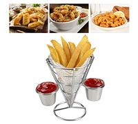 ERYUE Présentoir à Frites en Acier Inoxydable, Cône Durable, Présentoir de Collations pour les Fêtes de Cuisine Sous Forme Buffet (2 tasses)