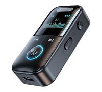 ERYUE Récepteur Audio BT sans Fil + émetteur Adaptateur 2 en 1 Écran HD pour Système Audio Domestique Portable Noir, Câble 3,5 Mm Inclus