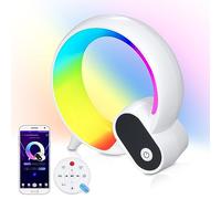 ERYUE RGBCW Réveil des Lumières Ambiantes du Temps d'alarme Afficher la Fonction de Tempête Contrôle l'application Haut-parleur Nobt Commande Blanc
