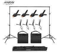 ERYUE Support de Toile de Fond Réglable, Système Support Photographie pour Portrait en Studio, Prise Vue Vidéo Mariage avec Pinces, Sacs Sable, Sac Transport, Alliage D'aluminium 2,6 X /8,5 X 10 Pieds