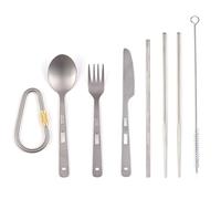 ERYUE Ti Ensemble de Couverts Légers Camping Randonnée Spork Cuillère Fourchette Couteau Paille pour les Activités de Plein Air