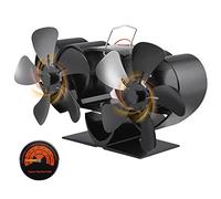 ERYUE Ventilateur de Poêle à Double Moteur alimenté par la Chaleur, 10 Pales, Fonctionnement Silencieux Non électrique pour Poêle à Bois, Oxyde D'aluminium Noir, Volume d'air 180-230 pour Cheminée