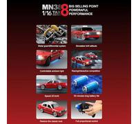 ERYUE Voiture de Course Télécommandée 2,4 GHz de qualité Supérieure avec Pneus à Dérive pour Enfants et Adultes, Jouet Voiture Taxi Rouge, Longue Durée Vie la Batterie (Rouge #-1)