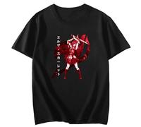 Erza Scarlet Shirt Fairy Tail Tshirt Women's Short Sleeve Top Men Clothing Male 100% Cotton T-Shirts Y2k Clothes Black XL