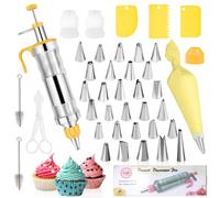 Erzekrim 40PCS Douilles de Décoration de Gâteau Douille Patisserie Seringue Gateau Seringue Alimentaire Patisserie Poches à Douille Réutilisables en Silicone pour Gâteaux Cupcakes Pâtisseries (jaune)