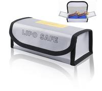 Erzekrim Lipo Safe Bag Sac de protection pour batterie LiPo - Boîte de rangement ignifuge - Fermeture Velcro - Résistant au feu - Argenté - 1 pièce