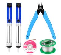 Erzekrim Pompe à dessouder, mèche à dessouder, micro pince coupe-fil, étain à souder sans plomb avec noyau de colophane, kit de pompe à dessouder, accessoires de support de piston, outil de retrait de