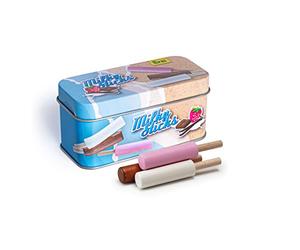 Erzi 14016 Mini lait en bois en boîte en métal, article pour le jeu d'imagination pour les enfants, jeux de rôle