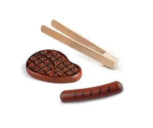 Erzi Articles de magasin pour enfants en bois, kit de pinces à barbecue, steak et saucisse rôti, jeux de rôle