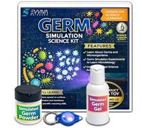 ES EVVIVA SCIENCES Kit scientifique de simulation de germes - Poudre et gel phosphorescents - Démonstration réactive à la lumière noire - Activité de laboratoire en classe - À partir de 16 ans