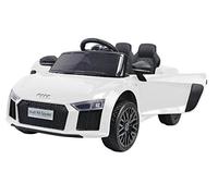 ES-TOYS Audi R8B Véhicule électrique pour enfant sous licence, batterie 12 V7AH et 2 moteurs, 2,4 GHz, MP3, cuir et Eva, blanche