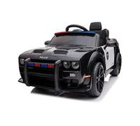 ES-Toys Enfant Voiture électrique Dodge Police Sirène Télécommande Feux de Police MP3 noir