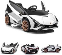 ES-Toys Enfant Voiture électrique Lamborghini Sian Pneus EVA Portes papillon Phares blancs