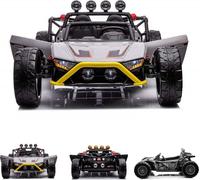 ES-Toys Enfants Voiture électrique Buggy 168 biplace Pneus EVA 2 moteurs jusqu'à 12 km/h gris