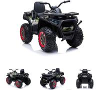 ES-Toys Quad électrique pour enfants MP3, USB, indicateur de batterie, amortisseurs, moteurs 2x12V vert foncé