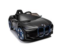 ES-TOYS Véhicule électrique pour enfant Design comme BMW i4 - Sous licence - Batterie 12 V 7 A, 2 moteurs - Télécommande 2,4 GHz, MP3, siège en cuir + EVA (noir)